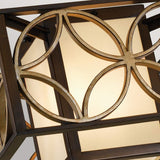 Elegant Bronze Cube Ceiling Light with Gold Accents