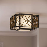 Elegant Bronze Cube Ceiling Light with Gold Accents