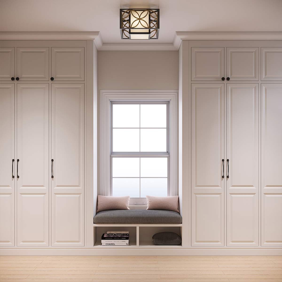 Elegant Bronze Cube Ceiling Light with Gold Accents