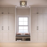 Elegant Bronze Cube Ceiling Light with Gold Accents