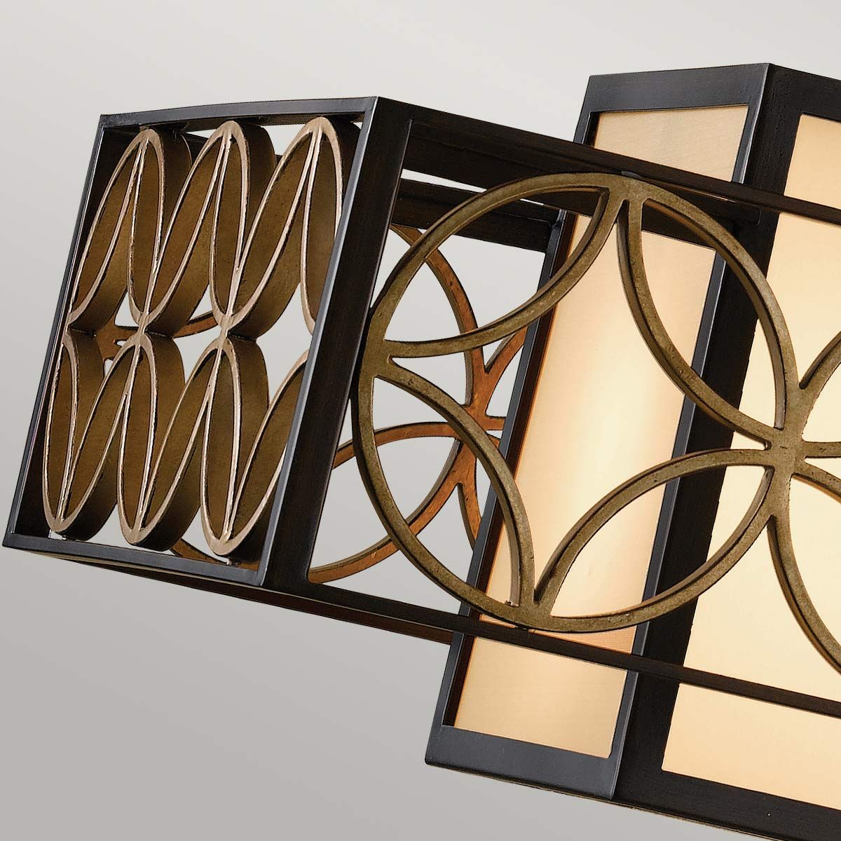 Elegant Island Bar Chandelier with Bronze Organza Shade and Parisienne Gold Accents