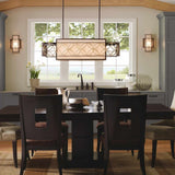 Elegant Island Bar Chandelier with Bronze Organza Shade and Parisienne Gold Accents