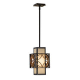 Elegant Bronze and Gold Rectangular Pendant Light with Organza Shade