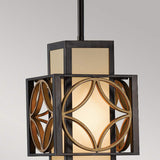 Elegant Bronze and Gold Rectangular Pendant Light with Organza Shade