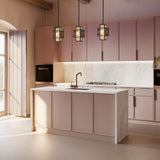 Elegant Bronze and Gold Rectangular Pendant Light with Organza Shade
