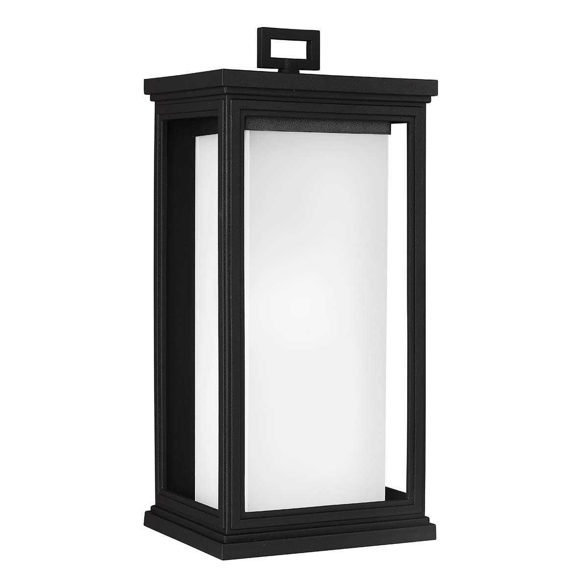 Roscoe Textured Black Large Wall Lantern with White Opal Glass