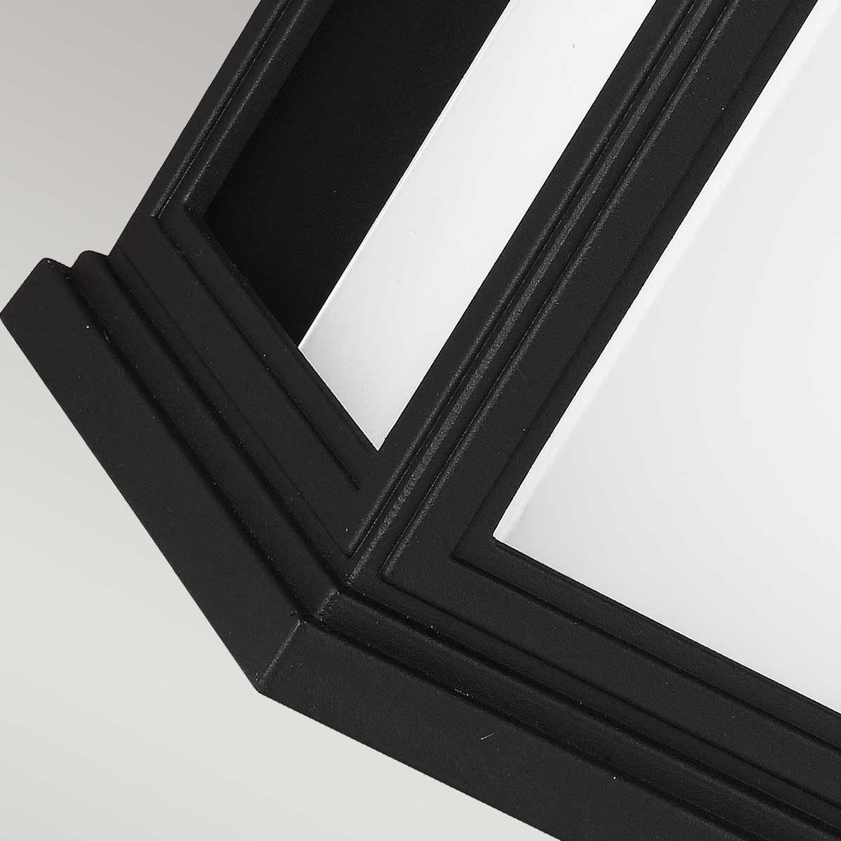 Roscoe Textured Black Large Wall Lantern with White Opal Glass