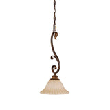 Rustic Burnt Orange Mini Ceiling Pendant Light with Amber Glass featuring Aged Tortoise Shell Finish