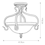 Vintage Burnt Orange Ceiling Light with Floral Accents