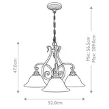 Sonoma Valley Vintage Glass Shade Chandelier in Aged Tortoise Shell Finish
