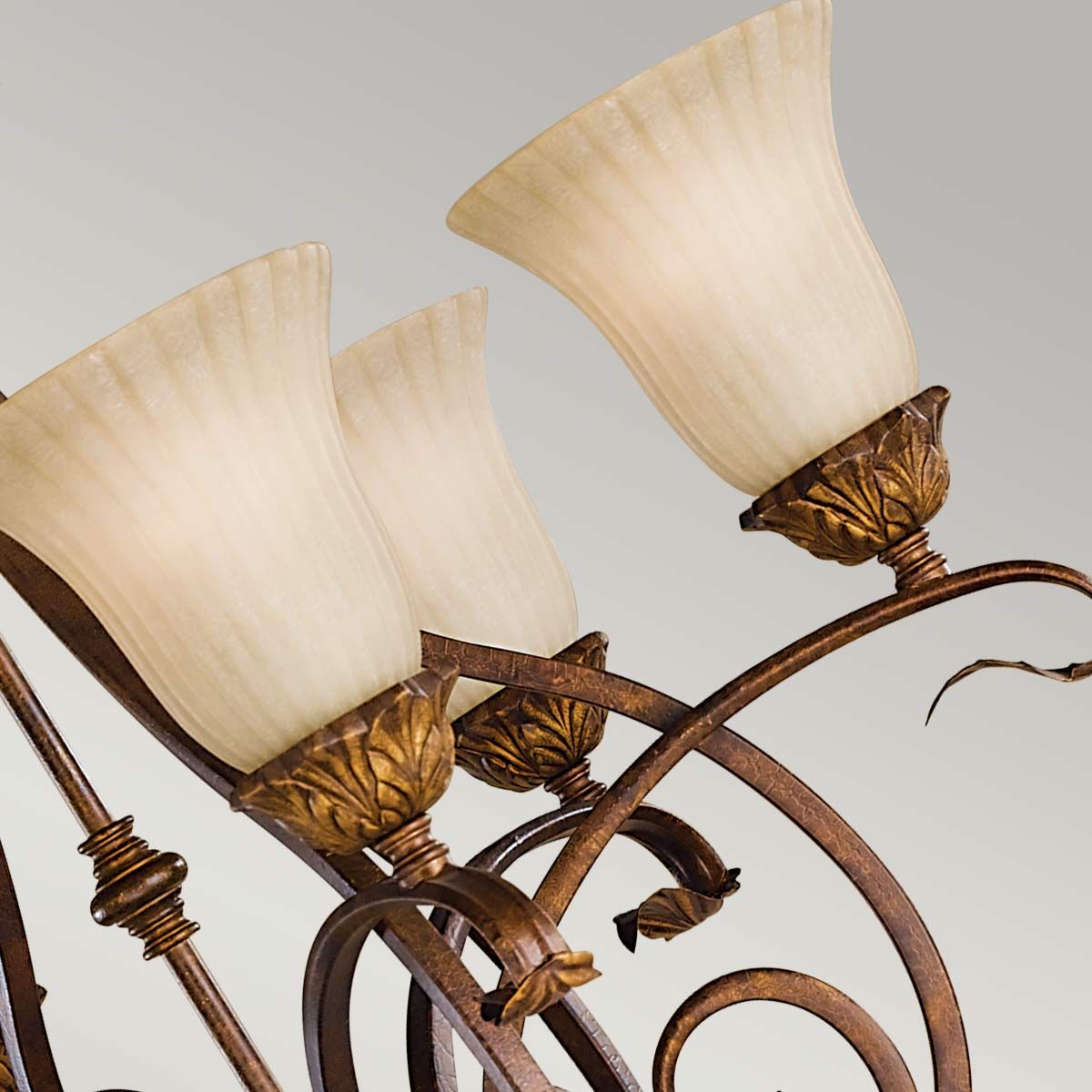 Elegant Six-Light Chandelier in Aged Tortoise Shell Finish