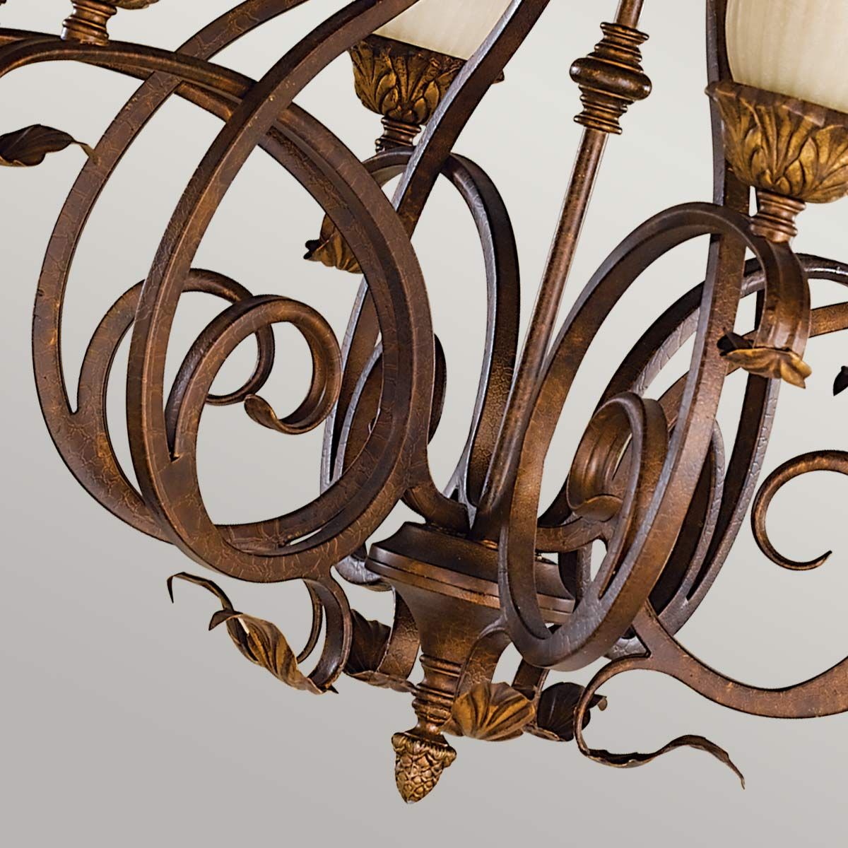 Elegant Six-Light Chandelier in Aged Tortoise Shell Finish