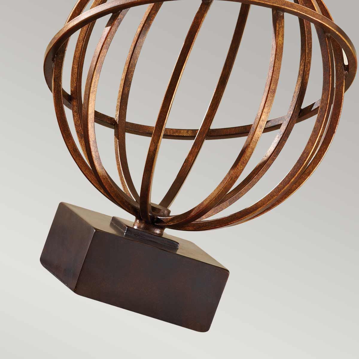 Spencer Firenze Gold Table Lamp with Rustic Metal Frame and Dark Walnut Base