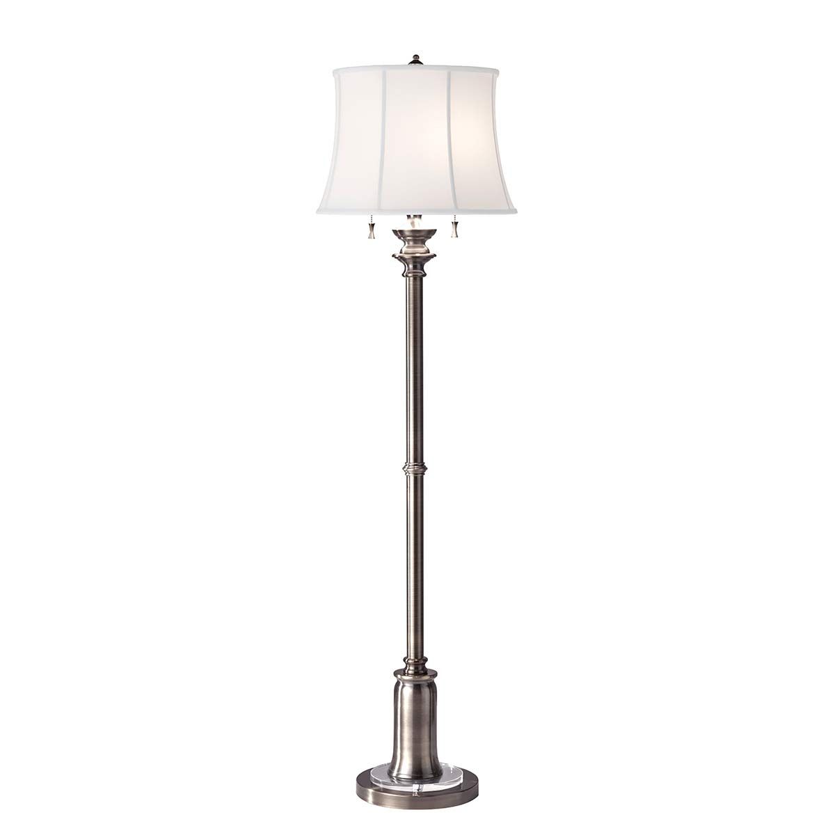 Vintage Nickel Floor Lamp with Elegant Ivory Shade