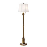 Bali Brass Elegance Floor Lamp with Ivory Linen Shade