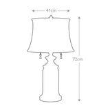 Elegant Bali Brass Urn Table Lamp with White Linen Shade and Pull Cord Switches