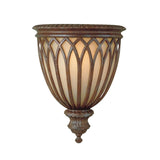 Medieval-Inspired British Bronze Wall Sconce with Gothic Amber Glass