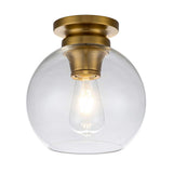 Burnished Brass Spherical Flush Light with Clear Glass