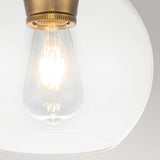 Burnished Brass Spherical Flush Light with Clear Glass