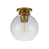 Burnished Brass Spherical Flush Light with Clear Glass