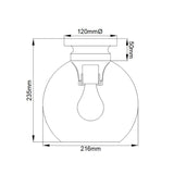 Burnished Brass Spherical Flush Light with Clear Glass