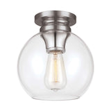 Elegant Spherical 1-Light Flush Mount in Polished Nickel