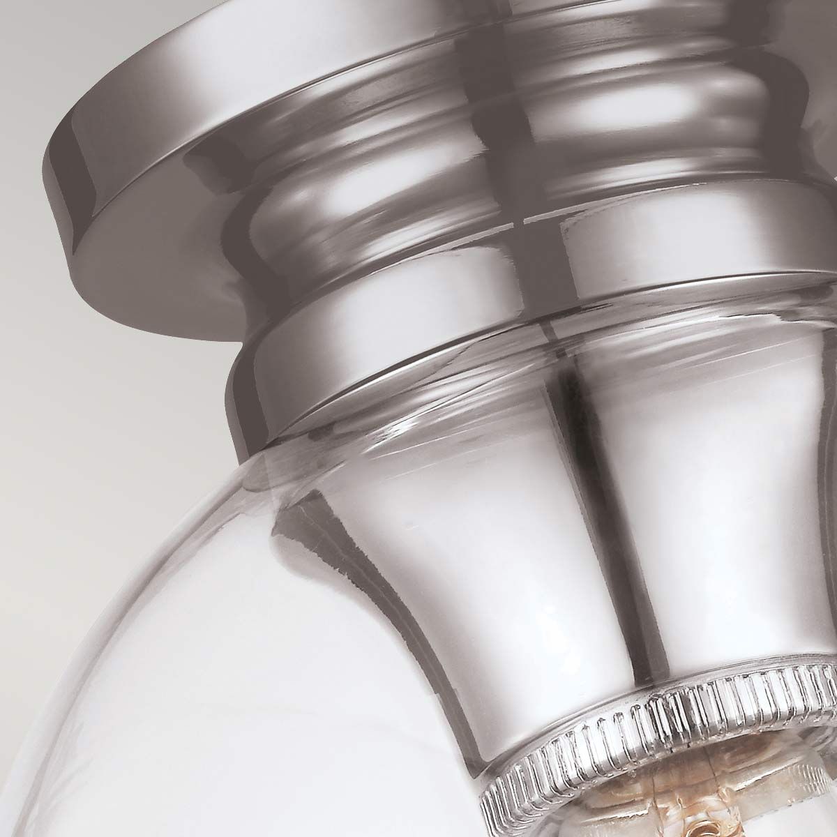 Elegant Spherical 1-Light Flush Mount in Polished Nickel