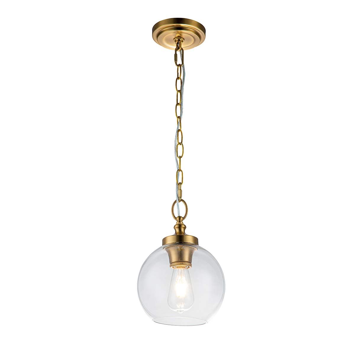 Burnished Brass Tabby Globe Pendant Light