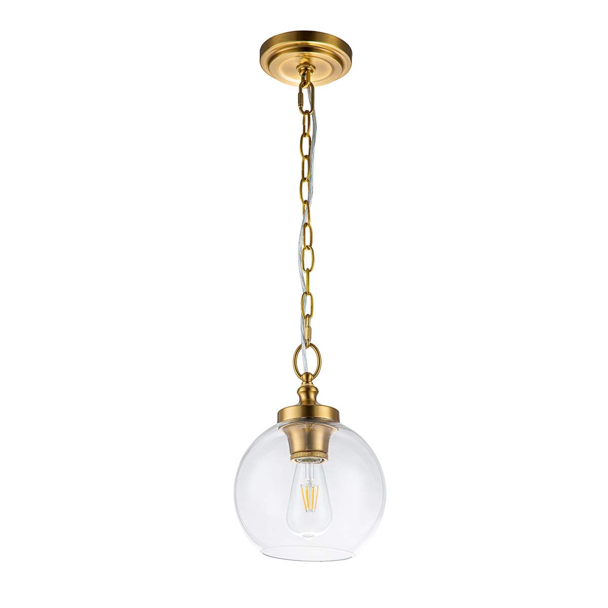 Burnished Brass Tabby Globe Pendant Light