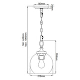 Burnished Brass Tabby Globe Pendant Light