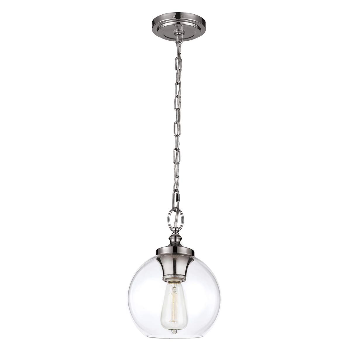 Elegant Glass Globe Pendant Light with Polished Nickel Finish