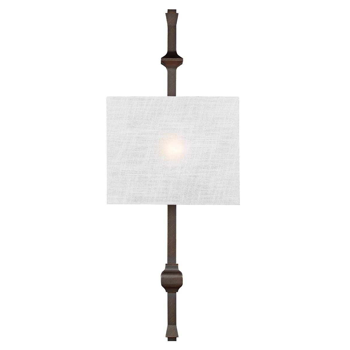 Teva Antique Bronze Sculptural Wall Light with Shantung Silk Shade