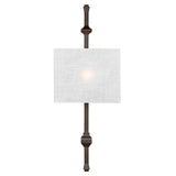 Teva Antique Bronze Sculptural Wall Light with Shantung Silk Shade