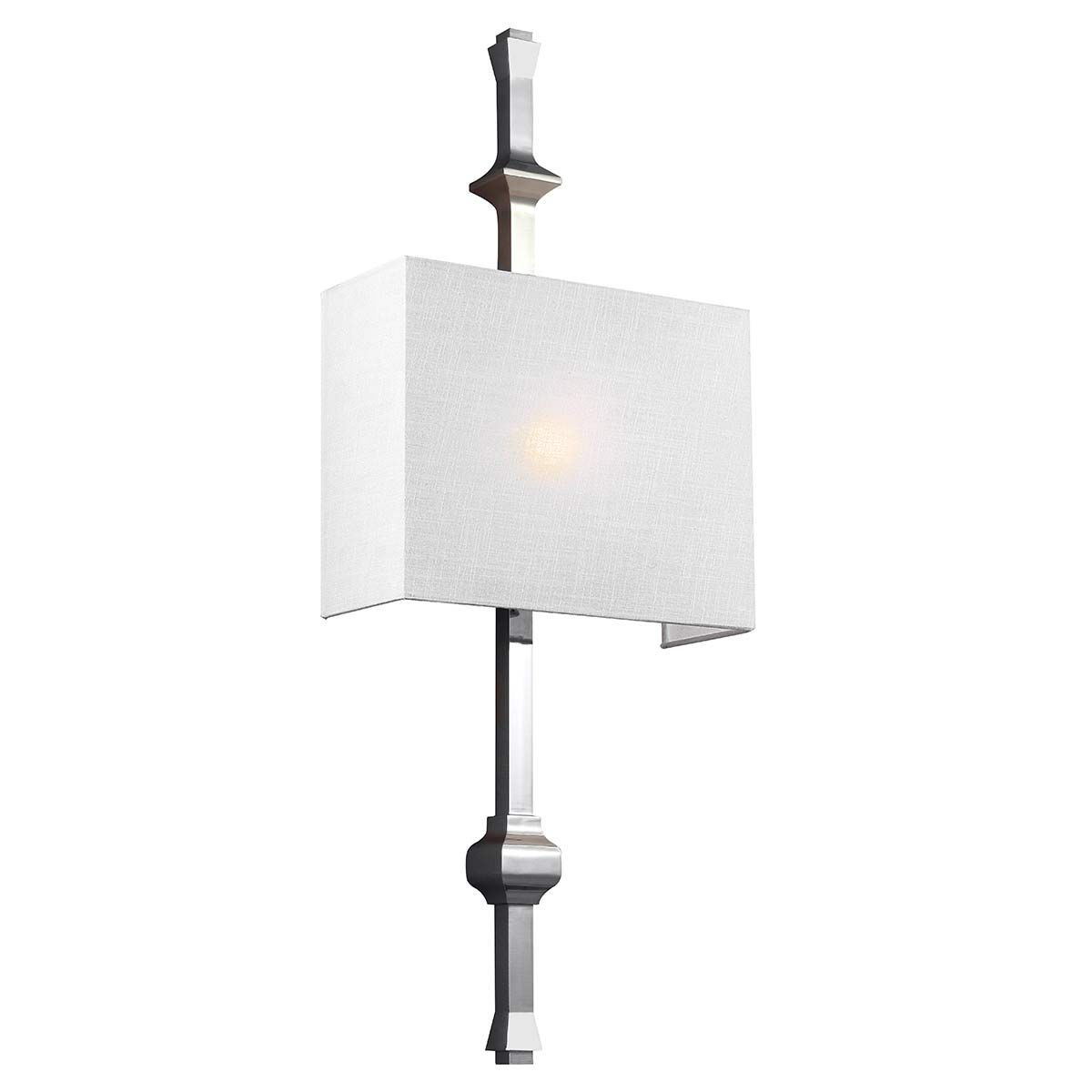 Teva Polished Nickel Wall Sconce with White Silk Shade