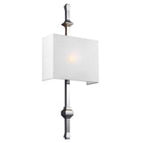 Teva Polished Nickel Wall Sconce with White Silk Shade