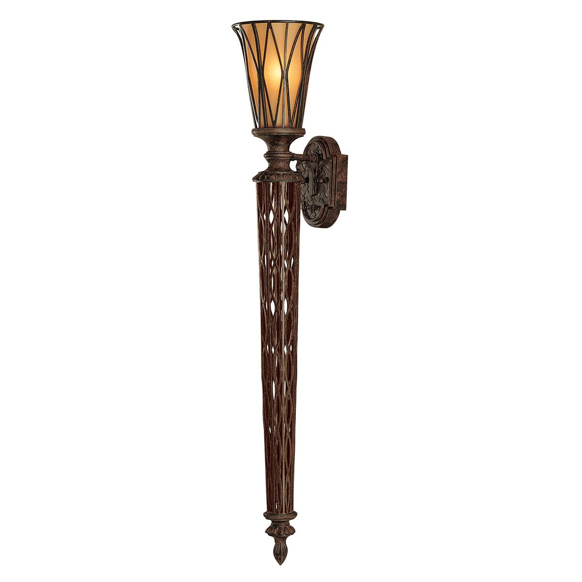 Elegant Gold-Finished Oriental Wall Lantern with Amber Glass Shade