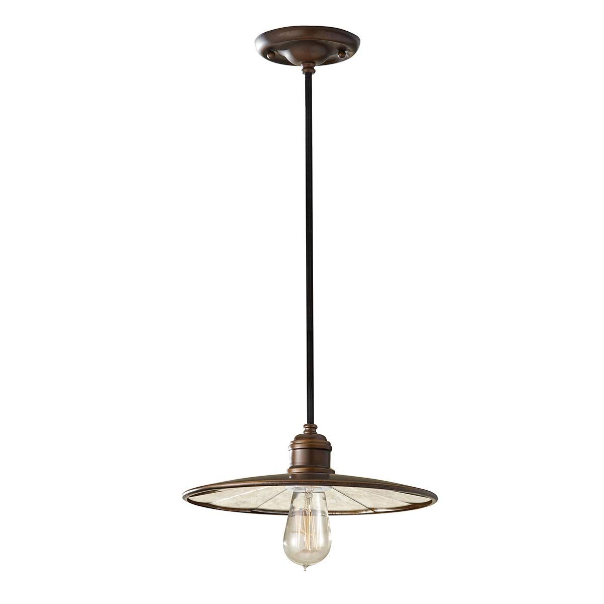Vintage Industrial Pendant Light with Astral Bronze Finish and Reflector Disk