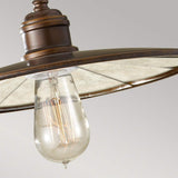 Vintage Industrial Pendant Light with Astral Bronze Finish and Reflector Disk
