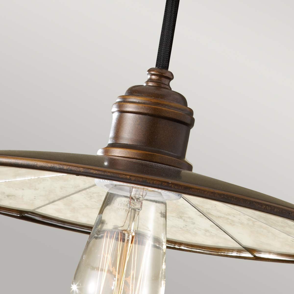 Vintage Industrial Pendant Light with Astral Bronze Finish and Reflector Disk
