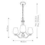 Elegant Opal Etched 3-Light Chandelier in Satin Nickel