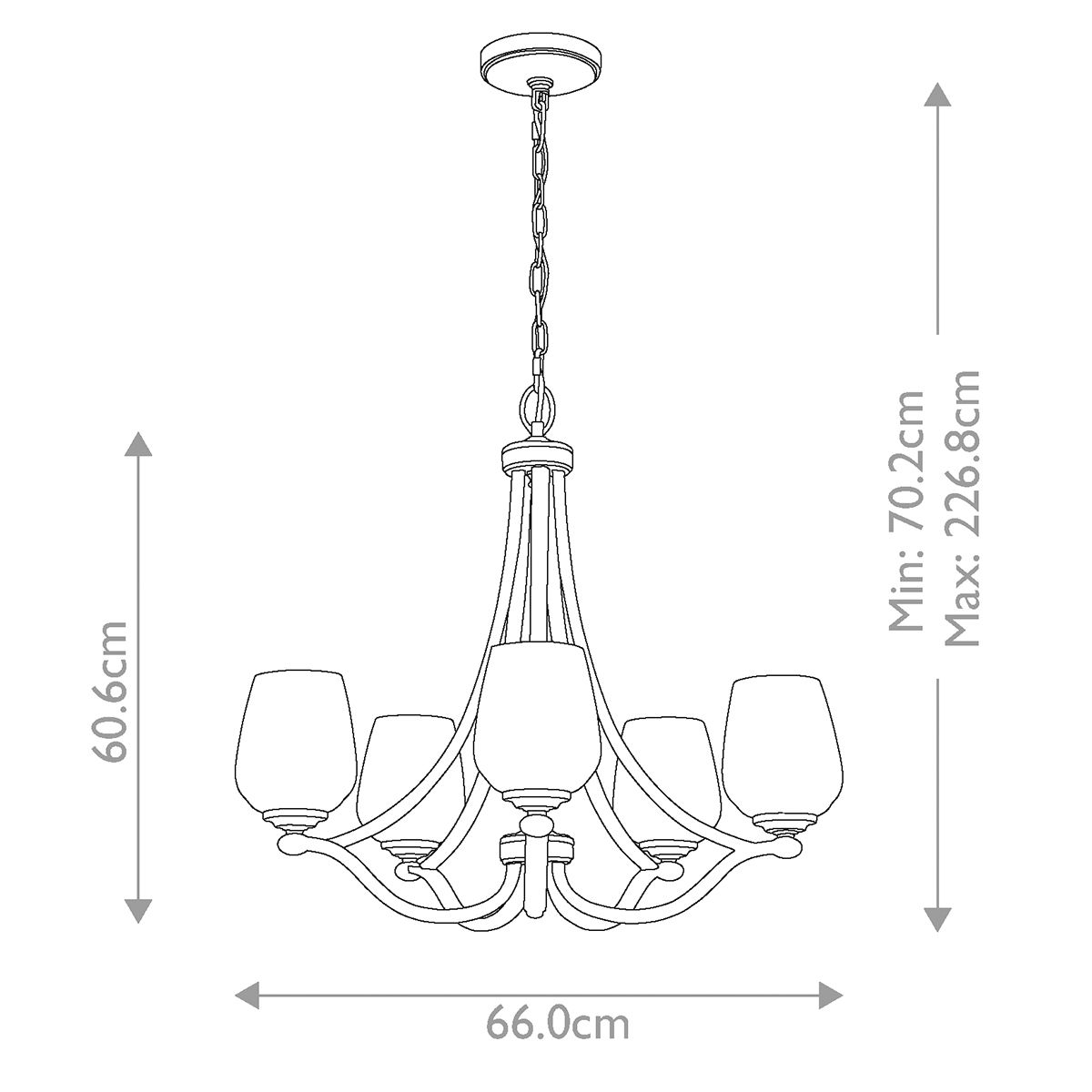 Vintner Satin Nickel 5-Light Wine Glass Chandelier