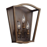 Yarmouth Trio Aged Brass Lantern Wall Light