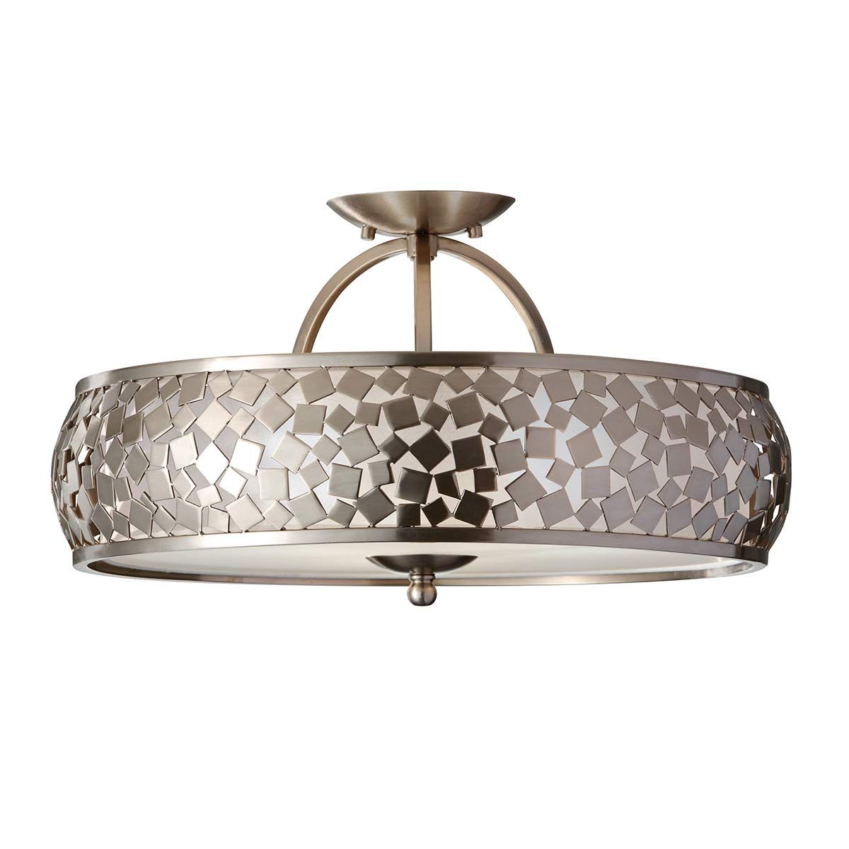 Elegant Mosaic Brushed Steel Ceiling Light with Unique Metal Design