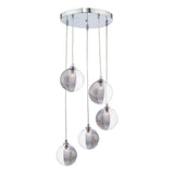Federico 5 Light Cluster Pendant Polished Chrome With Smoked/Clear Ribbed Glass