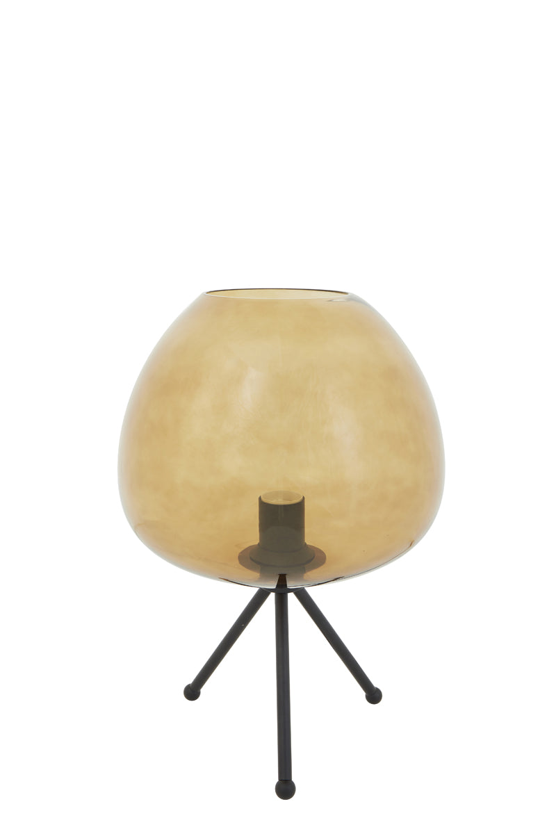 Elegant Mayson Glass Table Lamp in Warm Amber Hue and Matte Black Finish