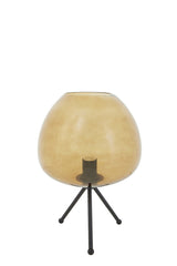 Elegant Mayson Glass Table Lamp in Warm Amber Hue and Matte Black Finish