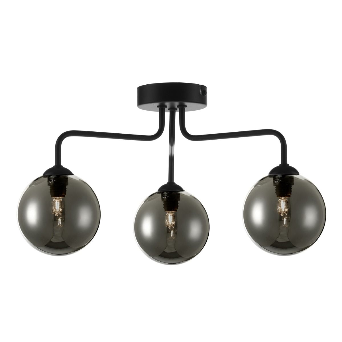 Feya 3 Light Semi Flush Matt Black Frame Only