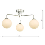 Feya 3 Light Semi Flush Polished Chrome With Opal Glass
