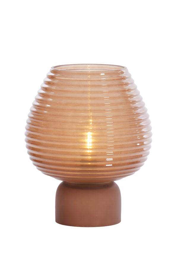 Modern LED Glass Table Lamp with Brown Finish - Alenna 22x27 cm