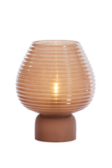 Modern LED Glass Table Lamp with Brown Finish - Alenna 22x27 cm